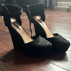 Black high wedged heels